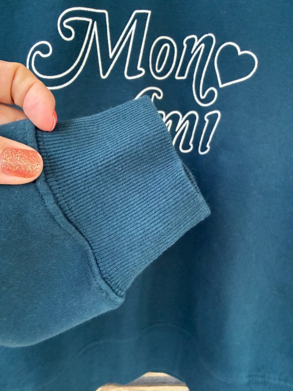 Wildfox Mon Ami Heart Sommers Sweatshirt Teal S NWT - Picture 4 of 11